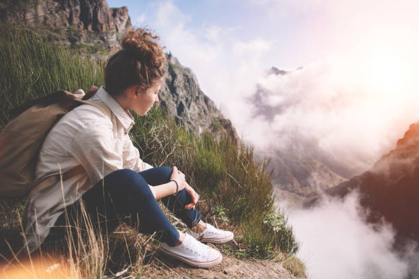 istock Woman hipster hiking in the wild 850129720