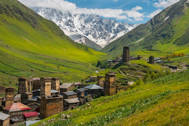 istock landscape with village Ushguli in Upper Svaneti, Georgia 850136528