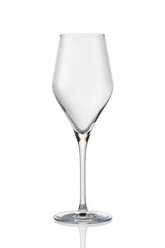 elegant diamond ring on. emty glass isolated on white background. 3d render