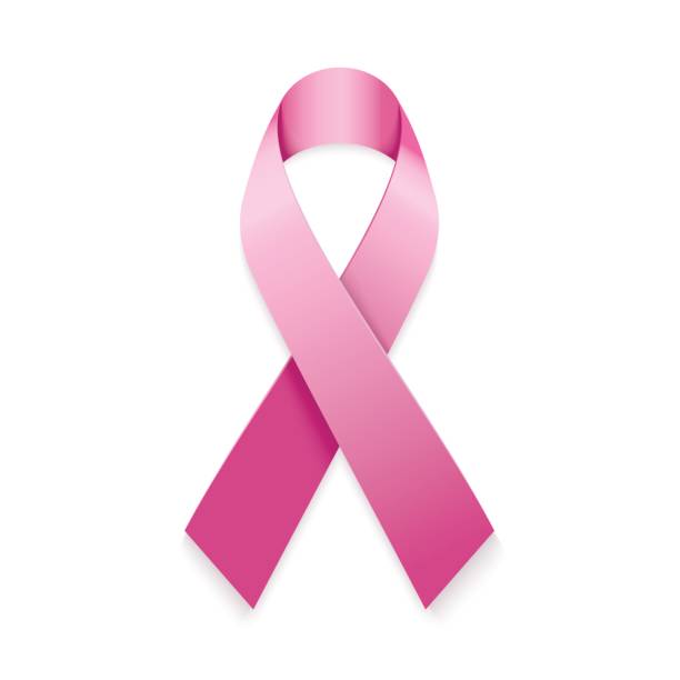 현실적인 핑크 리본입니다. 유 방 암 인식 기호 흰색 배경에 고�립입니다. - breast cancer awareness ribbon stock illustrations