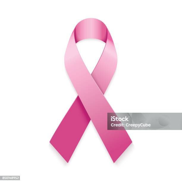 Realistic Pink Ribbon Breast Cancer Awareness Symbol Isolated On White Background Stock Illustration - Download Image Now