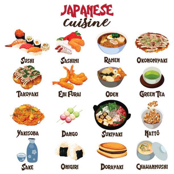 japanische küche - japanische küche stock-grafiken, -clipart, -cartoons und -symbole