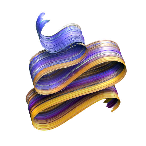 istock 3d render, abstract brush stroke, paint splash, splatter, colorful curl, artistic spiral, vivid ribbon 850150272