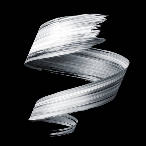 istock 3d render, abstract brush stroke, white paint texture, splash, splatter, wavy lines, dynamic ribbon, calligraphic smear 850152668