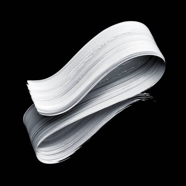 istock 3d render, abstract brush stroke, white paint texture, splash, splatter, wavy lines, dynamic ribbon, calligraphic smear 850161200
