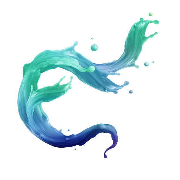 istock 3d render, digital illustration, abstract dynamic liquid splash, paint splashing, colorful wave, fashion background, mint blue emerald green, artistic clip art element isolated on white 850169886