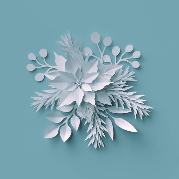 istock 3d render, Christmas background, white paper cut, festive elements, holiday decoration, greeting card 850175198