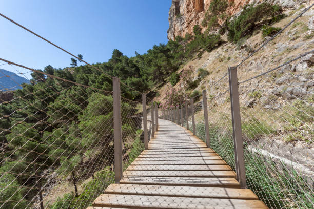Hiking trail 'El Caminito del Rey' - King's Little Path, former world's most dangerous footpath wich was reopened in May 2015. Ardales, Malaga province, Spain
