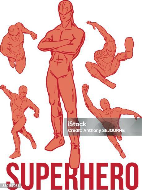 Superhero Stock Illustration - Download Image Now - Jumpsuit, Adult, Illustration