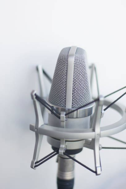 istock Large diaphragm condenser studio recording voice microphone to record professional voiceovers, singing and dubbing 850195506