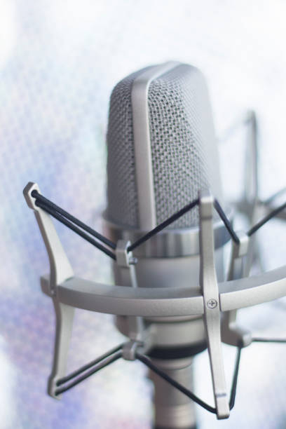 istock Large diaphragm condenser studio recording voice microphone to record professional voiceovers, singing and dubbing 850195526