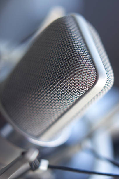 istock Large diaphragm condenser studio recording voice microphone to record professional voiceovers, singing and dubbing 850195570