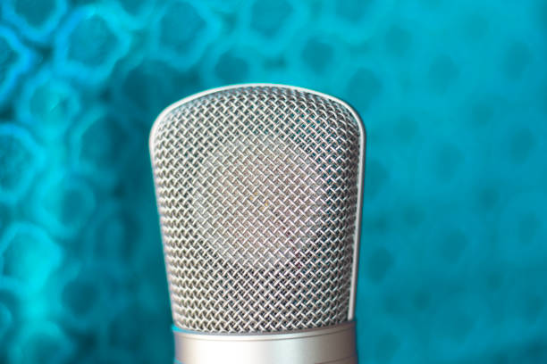 Large diaphragm condenser studio recording voice microphone to record professional voiceovers, singing and dubbing.  No property release required as non recognisable generic objects and place.