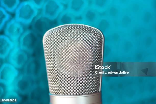 Large Diaphragm Condenser Studio Recording Voice Microphone To Record Professional Voiceovers Singing And Dubbing Stock Photo - Download Image Now