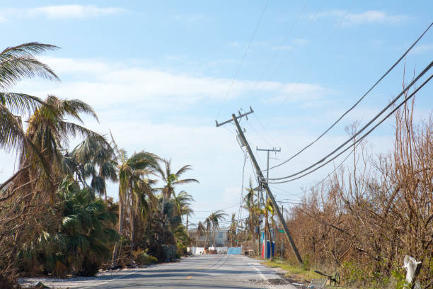 strada su ramrod key, florida all'indomani dell'uragano irma - ramrod foto e immagini stock