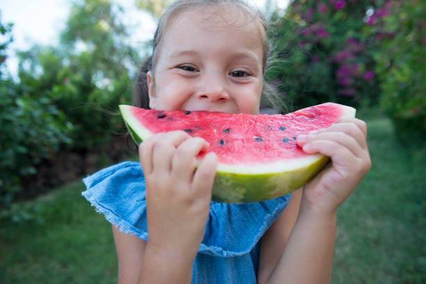 istock Little girl eating watermelon 850200392