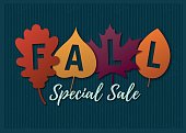 Autumn sale illustration with colorful leaves