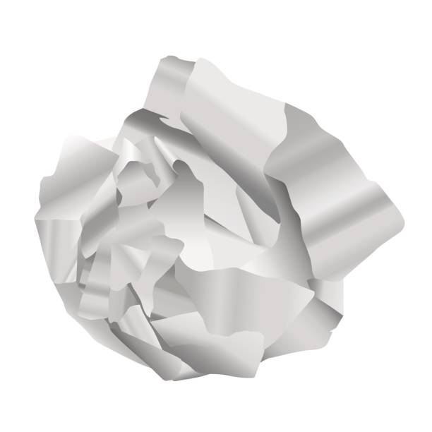 벡터 현실적인 구겨진된 종이 흰색 배경에 고립 - paper ball crumpled garbage white background stock illustrations