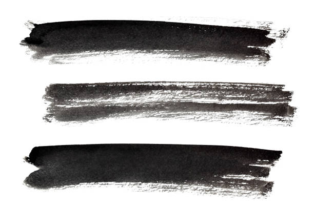 istock Set of long ink black brush strokes 850235530
