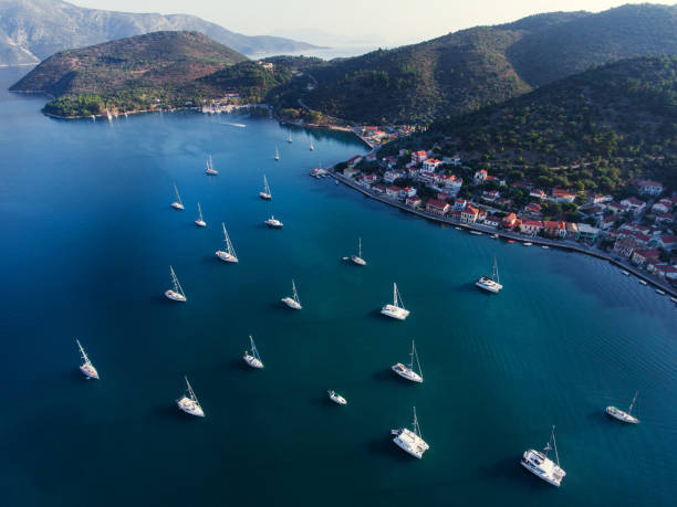 istock Ithaca yachts parking aerial view 850260190