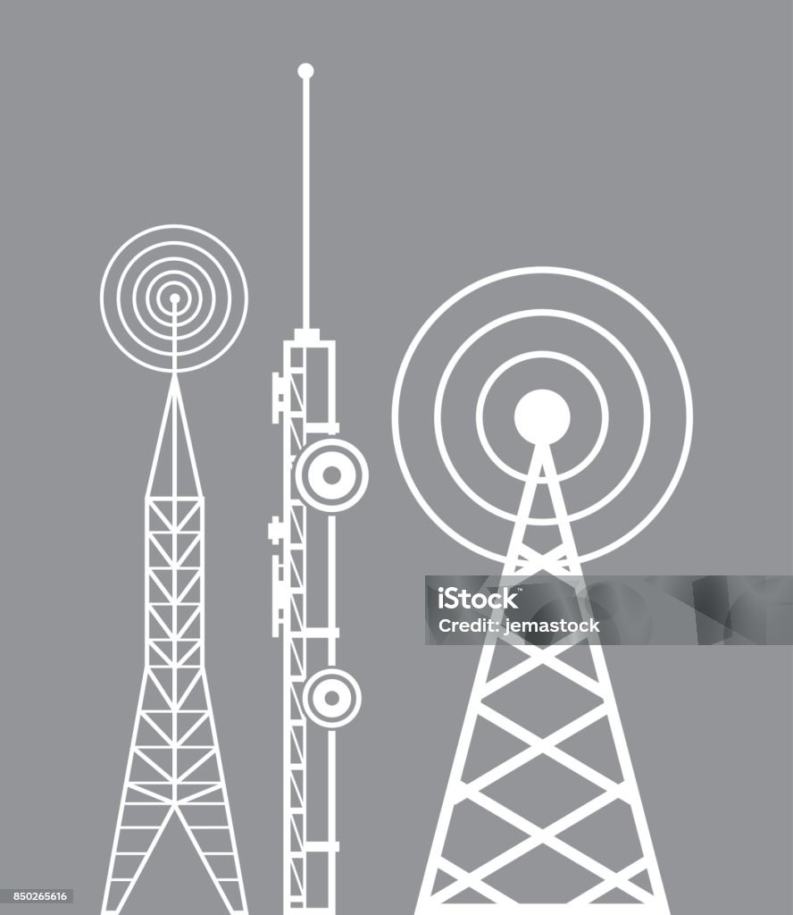 towers telecommunication television radio towers telecommunication television radio vector illustration eps 10 Repeater Tower stock vector