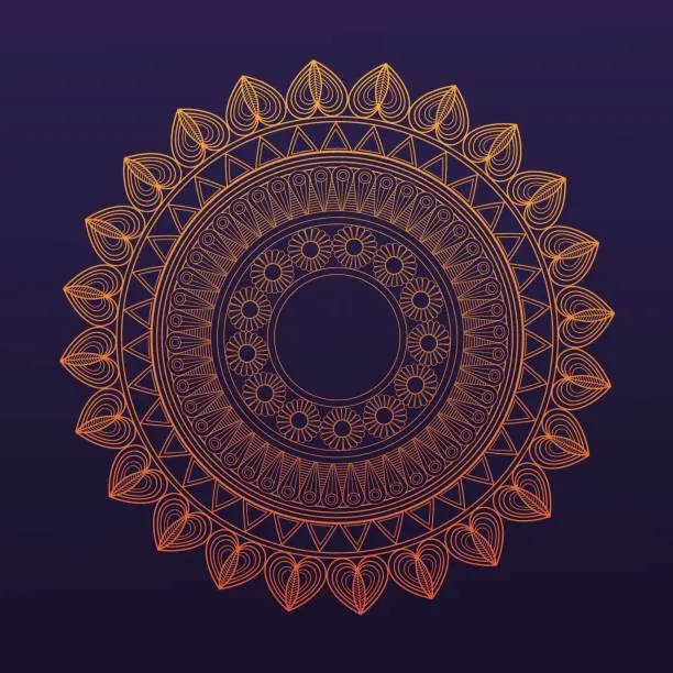 Vector illustration of golden mandala symbol healing union