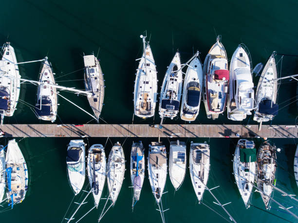 istock Yachts parking aerial view 850276618