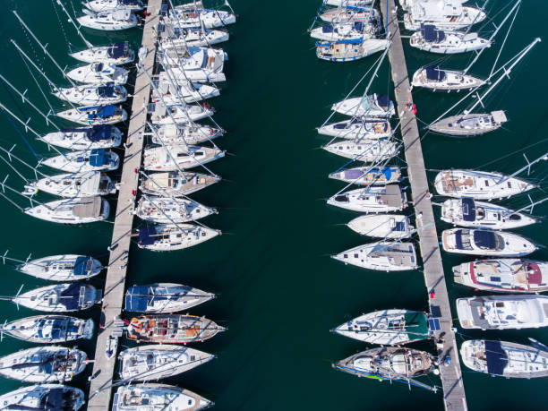 istock Yachts parking aerial view 850276664