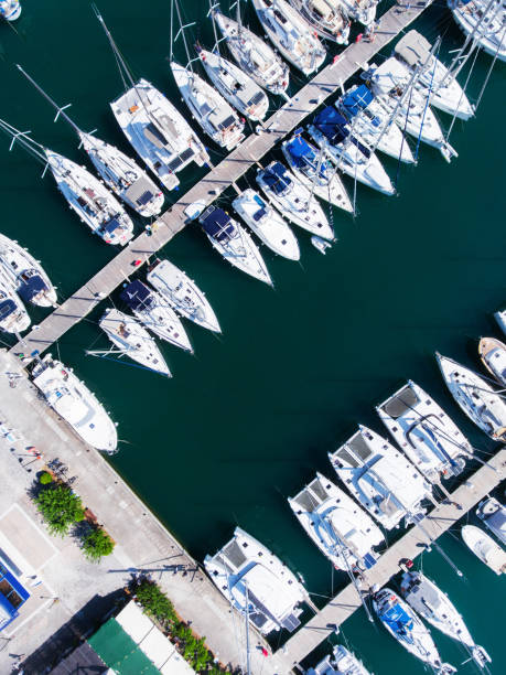 istock Yachts parking aerial view 850276668