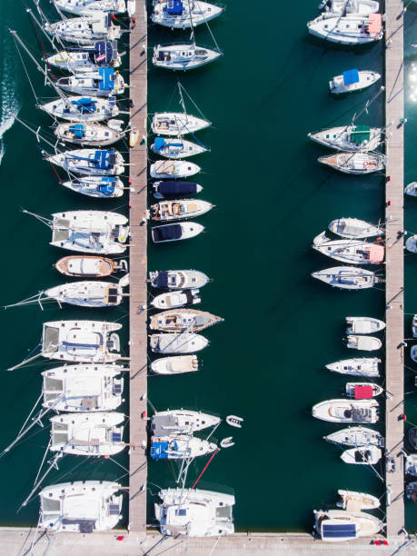 istock Yachts parking aerial view 850276680
