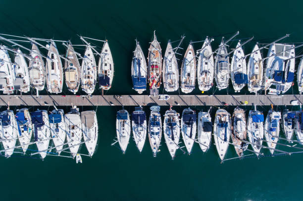 istock Yachts parking aerial view 850277752