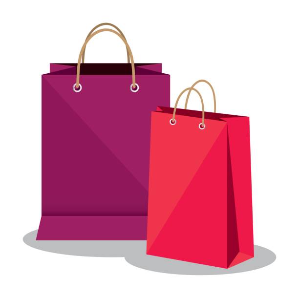 illustrazioni stock, clip art, cartoni animati e icone di tendenza di shopping borse mercato isolato icona - shopping bag illustrations