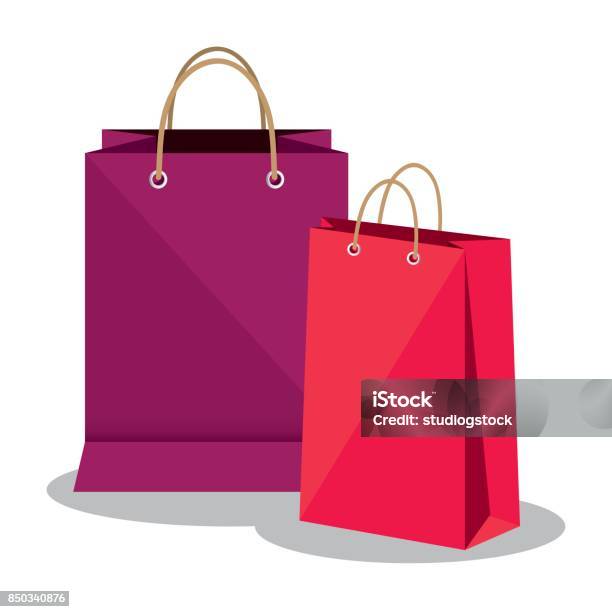 Shopping Bags Market Isolated Icon Stock Illustration - Download Image Now - Shopping Bag, Shopping, Bag