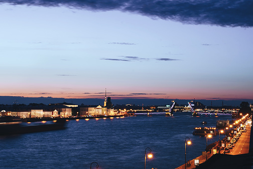 Cityscape Of St Petersburgs Famous Palace Bridge Across The Neva River Cityscape Of St Petersburgs Famous Palace Bridge Across The Neva River