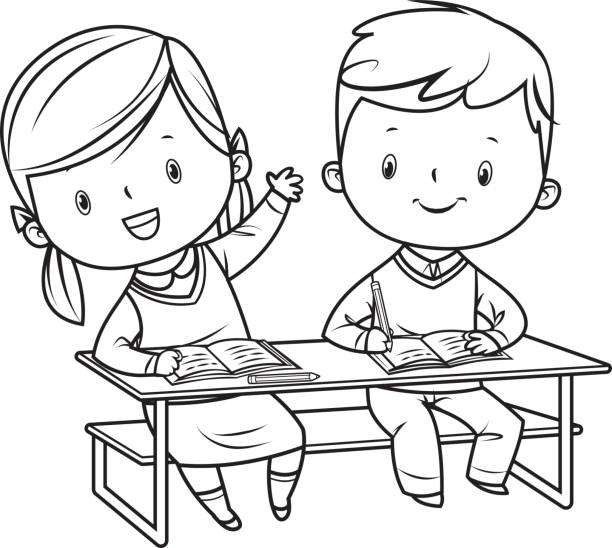 School Kids Black And White Stock Illustration - Download Image Now - Child, Happiness, Coloring Book Page - Illlustration Technique - iStock School Kids Black And White Stock Illustration - Download Image Now - Child, Happiness, Coloring Book Page - Illlustration Technique - iStock