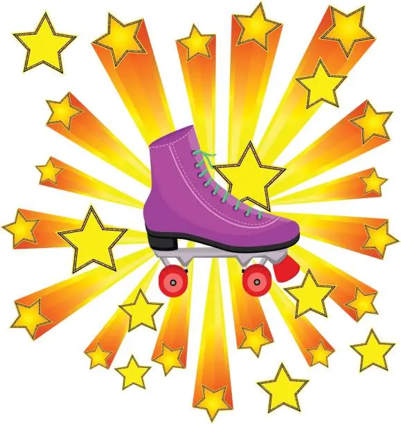 Vector illustration of 80s Roller Skates With Starburst