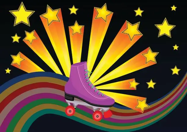 Vector illustration of 80s Roller Skates With Starburst