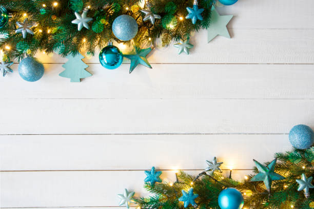 istock Turquoise Christmas Banner, Frame, Bokeh, Copy Space 850383722
