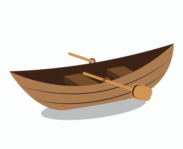 drewniana ikona izolowana kajak - rowboat stock illustrations