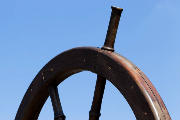 istock Ship steering wheel, close-up 850447386