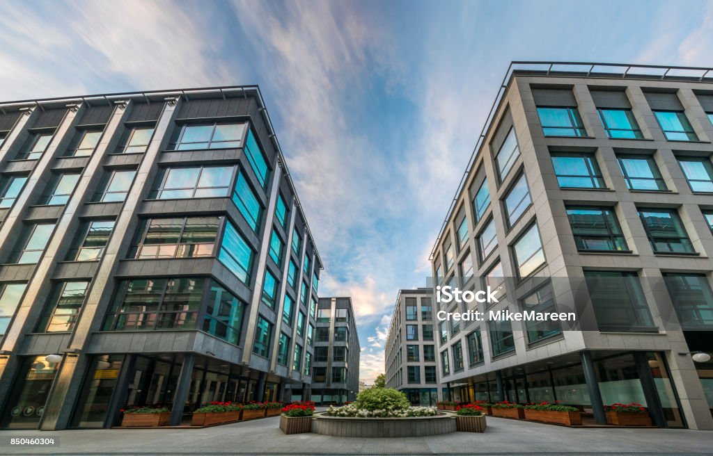 Complex of modern office buildings Szczecin, Poland-September 2017: Complex of modern office buildings Hospital Stock Photo