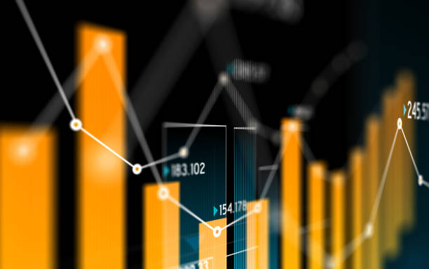 Financial data analysis graph showing search findings. Selective focus. Horizontal composition with copy space.