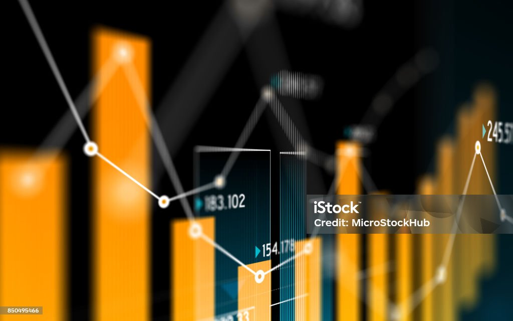 Gráfico de análise de dados técnicos e financeiros mostrando resultados de pesquisa - Foto de stock de Dados royalty-free