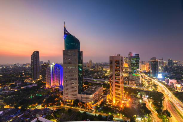 istock colorfull Jakarta Skyline at dawn 850509100
