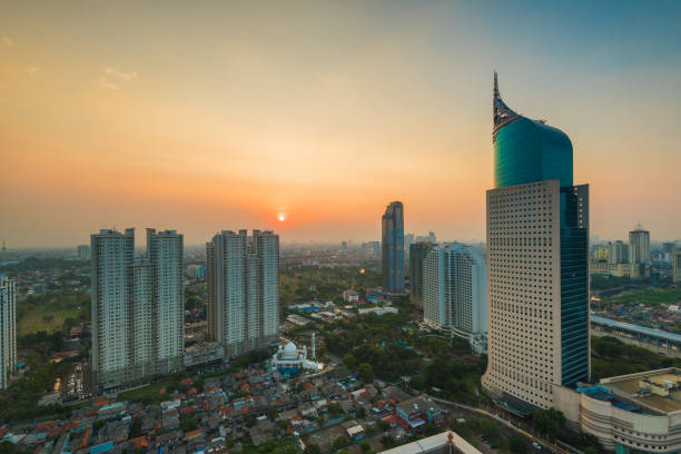 istock colorfull Jakarta Skyline at dawn 850509560