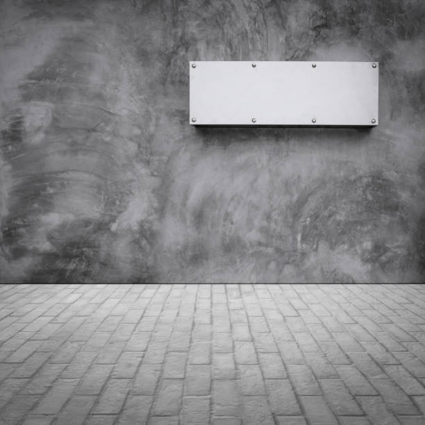 istock Outdoor stone block tile floor with grunge cement wall 850513074