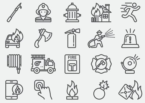 Fire Department Line Icons
