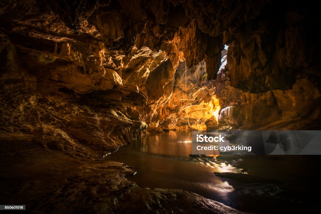 Beautiful cave and river in Thailand Beautiful cave and river in Thailand. Cave Stock Photo