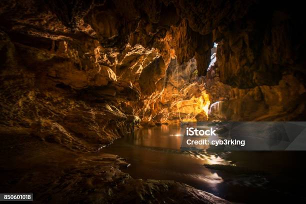 Beautiful Cave And River In Thailand Stock Photo - Download Image Now - Cave, Dark, Abstract