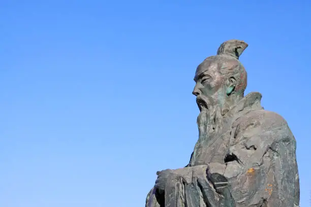 Photo of Ancient Chinese Confucianism master sculpture in the North River Park, November 28, 2012, Luannan county , china